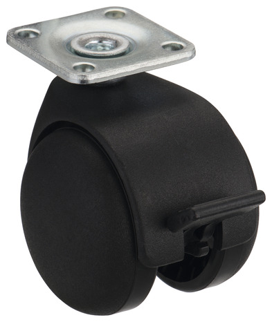 Roul.polyam.45kg d50.plat piv diam. 50 mm 45 kg (avec frein) - Tente - Brico Dépôt