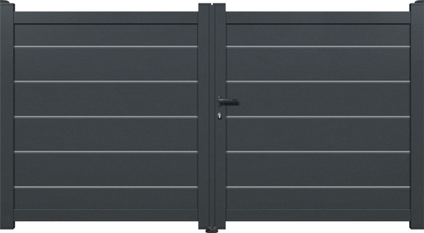 Portail aluminium battant gris anthracite "Amarante" - L. 3,50 x H. 1,80 m - Brico Dépôt