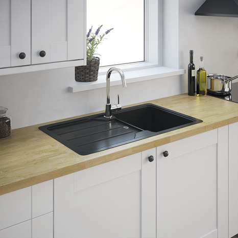 Évier composite de quartz noir "Arber" - 1 cuve - Cooke and Lewis - Brico Dépôt