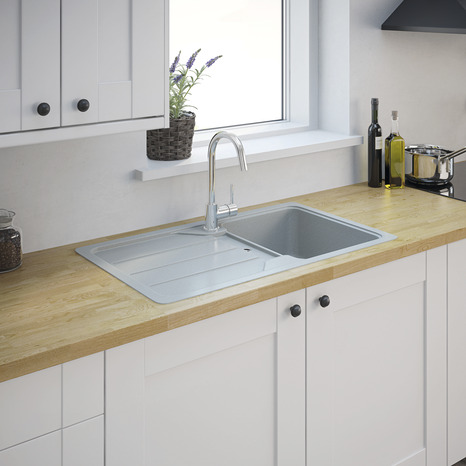 Évier quartz blanc "arber" - 1 cuve - Cooke and Lewis - Brico Dépôt