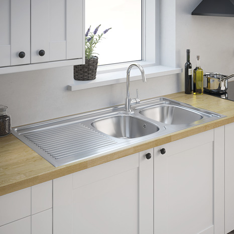 Évier de cuisine inox "MAYR" - 2 cuves - Brico Dépôt