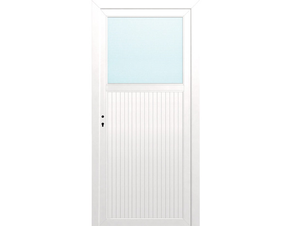 Bloc-porte de service 1/3 vitrée en PVC blanc - Dim. : H. 205 x L. 80 cm. - Brico Dépôt