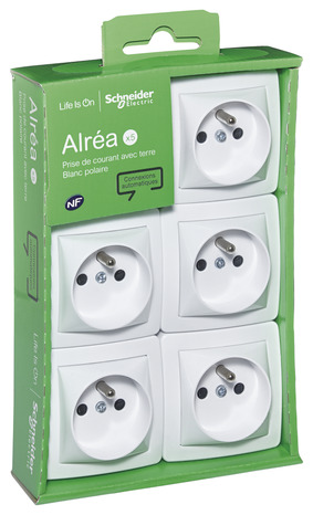 Lot 5 prises avec terre - Schneider Electric - Brico Dépôt