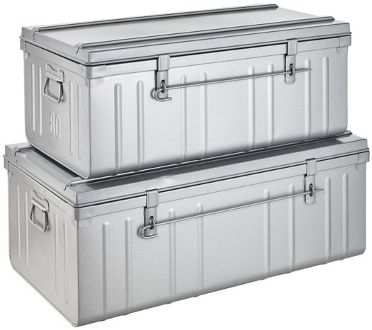 Lot de 2 cantines en métal 80 / 90 cm, couleur aluminium - Brico Dépôt