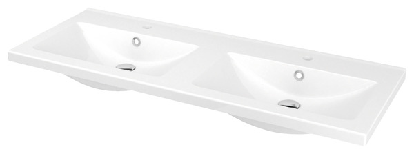 Plan double vasques à encastrer en céramique Nira L.120 x H.12 x P.45  cm - GoodHome - Brico Dépôt