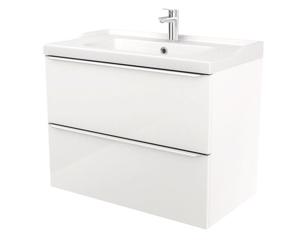 Plan vasque blanc à encastrer en céramique Nira L.80 x H.12 x P.45  cm - GoodHome - Brico Dépôt