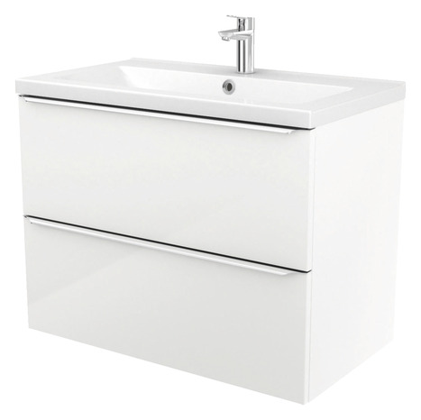 Plan vasque blanc à encastrer en résine Mila L.80 x H.12 x P.45 cm - GoodHome - Brico Dépôt