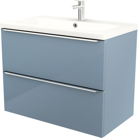 Plan vasque blanc à encastrer en résine Mila L.80 x H.12 x P.45 cm - GoodHome - Brico Dépôt