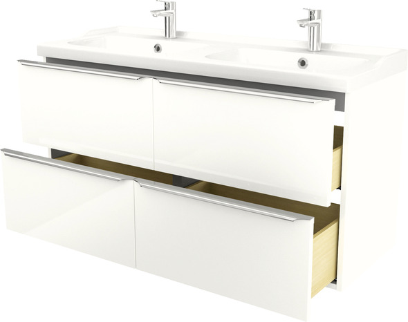 Plan double vasques à encastrer en céramique Nira L.120 x H.12 x P.45  cm - GoodHome - Brico Dépôt