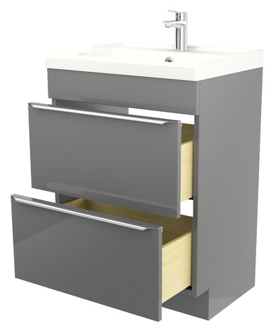 Meuble sous vasque à poser gris "Imandra" L.60 x H.82 x P.45 cm - GoodHome - Brico Dépôt
