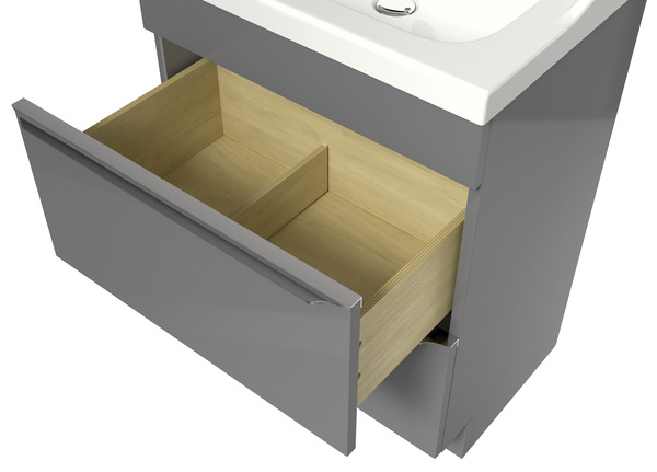 Meuble sous vasque à poser gris "Imandra" L.60 x H.82 x P.45 cm - GoodHome - Brico Dépôt