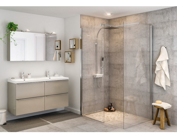Paroi de douche à l'italienne Walk-In "Beloya" l.90 cm en verre transparent - GoodHome - Brico Dépôt