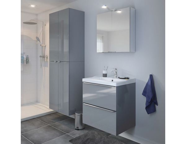 Armoire de salle de bains grise Imandra L.60 x H.90 x P.36 cm - GoodHome - Brico Dépôt