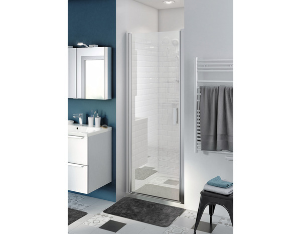 Porte de douche pivotante "Beloya" l.80 cm en verre transparent - GoodHome - Brico Dépôt