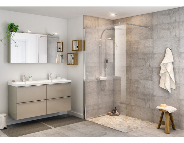 Paroi de douche à l'italienne Walk-In "Beloya" l.120 cm en verre transparent - GoodHome - Brico Dépôt