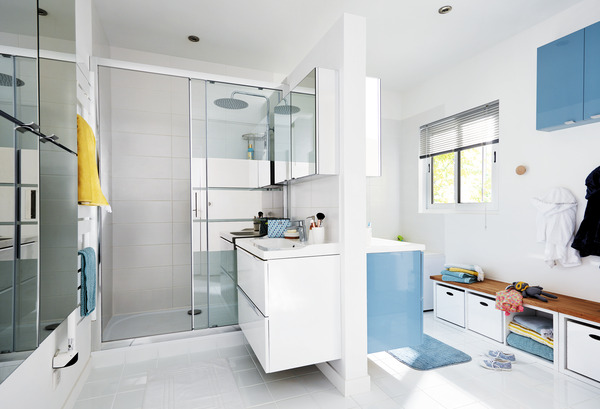 Porte de douche coulissante 2 volets "Beloya" l. 140cm en verre effet miroir - GoodHome - Brico Dépôt