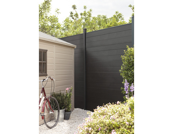 Lot de 3 lames de clôture composite "Neva" - Gris foncé - L. 1,79 m - Marque BLOOMA - Brico Dépôt