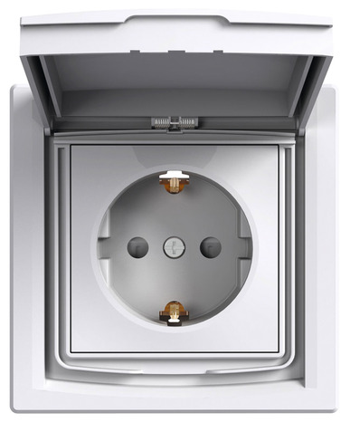 Prise avec terre + cache IP44 "Asfora" - Schneider Electric - Brico Dépôt