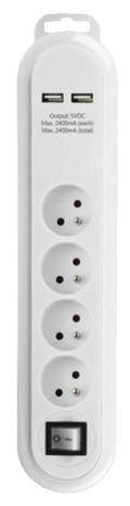 Bloc multiprises 4pc + 2usb le bloc multiprises - Brico Dépôt