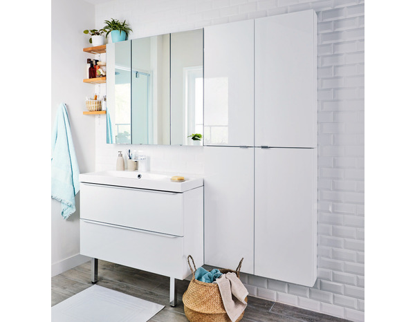 Armoire de salle de bains "Imandra" - Blanc - L. 40 x H. 90 x P. 15 cm - GoodHome - Brico Dépôt