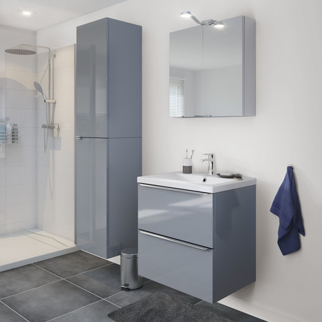 Armoire de salle de bains "Imandra" - Gris - L.40 x H.90 x P.36 cm - GoodHome - Brico Dépôt