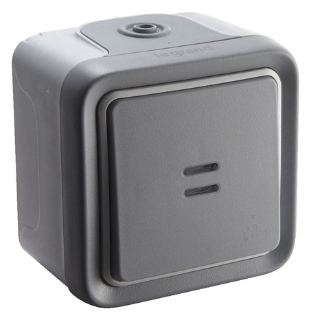 Poussoir lumineux "Plexo" bornes automatiques gris - Legrand - Brico Dépôt