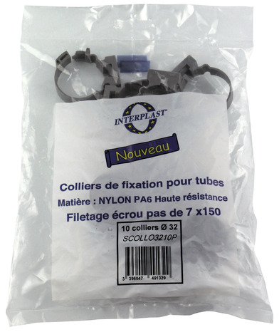 Lot de 10 colliers de fixation monobloc à bride en nylon - Ø 32 mm - Fitt - Brico Dépôt