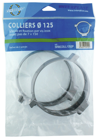 Lot de 2 colliers de fixation à bride en nylon Ø 125 mm - Fitt - Brico Dépôt
