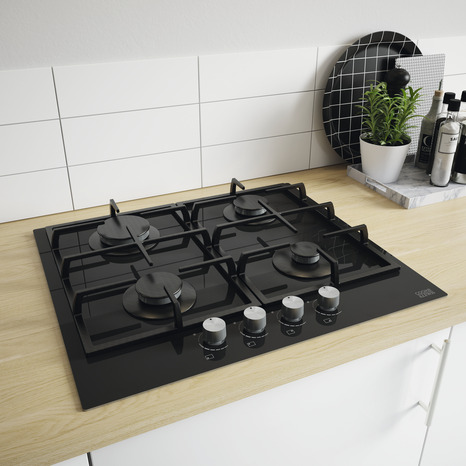 Plaque de cuisson gaz verre noir - Cooke and Lewis - Brico Dépôt