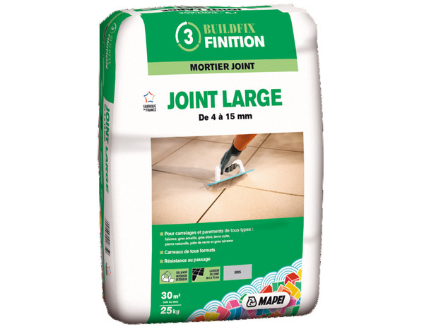 Mortier joint large pour sols et murs, intérieurs et extérieurs - Gris - 25 kg - Mapei - Brico Dépôt