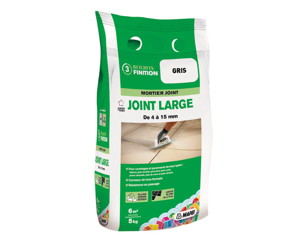 Mortier joint large pour sols et murs, intérieurs et extérieurs - Gris - 5 kg - Mapei - Brico Dépôt