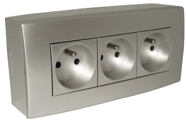 Bloc 3 prises avec terre silver - Brico Dépôt