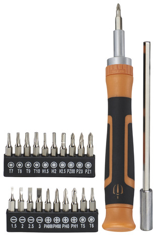 Tournevis de précision à cliquet avec rallonge et 20 embouts - MAGNUSSON - Brico Dépôt