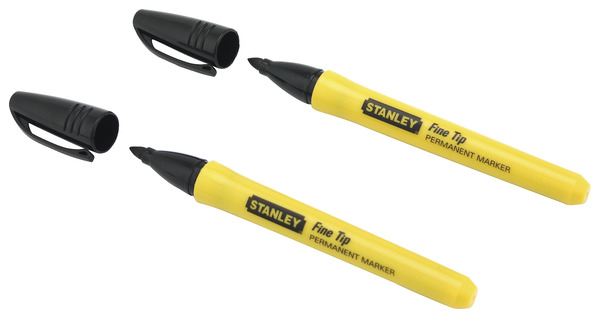 Lot de 2 marqueurs noirs à pointe fine - 0-47-316 - Stanley - Brico Dépôt