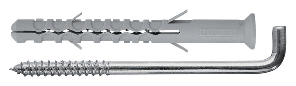 Lot de 2 chevilles nylon avec crochet 10 x 100 mm  - Diall - Brico Dépôt