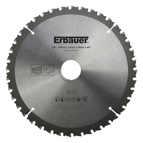 Lame scie circulaire TCT Ø210 x30/25/20/16 Moyenne - 40 dents - Erbauer - Brico Dépôt