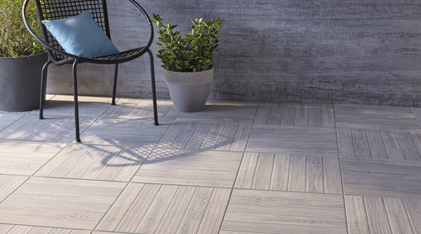 Carrelage de sol extérieur, grès cérame émaillé "CHALET" gris 45,5 X 45,5 cm - Brico Dépôt