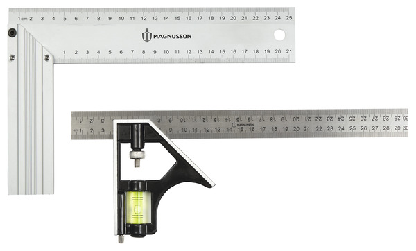 Lot de 2 équerres combinées aluminium 300 mm et 250 mm (MS02) - MAGNUSSON - Brico Dépôt