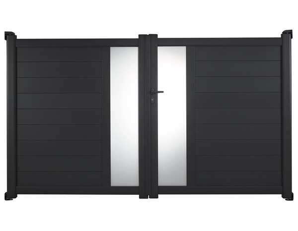 Portail aluminium battant gris anthracite "Olinda" - L. 3,50 x H. 1,70 m - Brico Dépôt