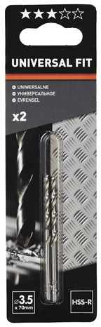 Lot de 2 forets à métaux 3,5 x 70 mm HSS - DRL19937 - Universal - Brico Dépôt