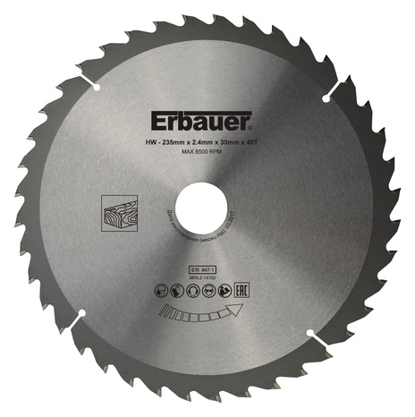 Lame de scie circulaire pour bois ø235 mm x30/20 moyenne 40d tct - Erbauer - Brico Dépôt