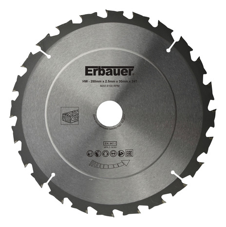 Lame de scie circulaire bois Ø250 x30/25/20/16 coupe grossière - 24 dents - Erbauer - Brico Dépôt