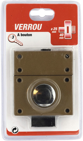 Verrou à bouton et cylindre en acier marron - Ø 25 mm - Brico Dépôt