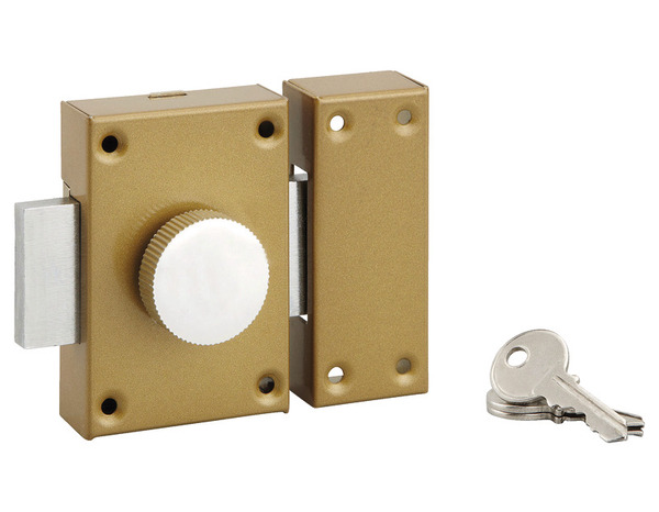 Verrou à bouton et cylindre en acier marron - Ø 25 mm - Brico Dépôt