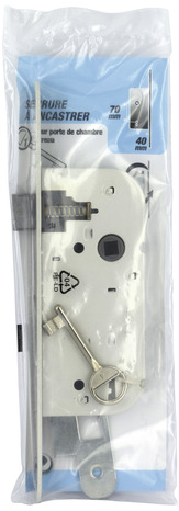 Serrure à encastrer pêne dormant demi tour époxy blanc têtière bouts ronds avec gâche - Brico Dépôt