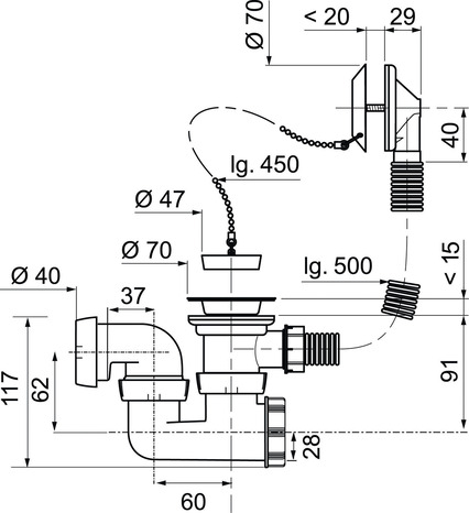 Vidage de baignoire à bouchon Ø 40 mm - Wirquin - Brico Dépôt