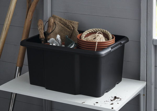 Bac de rangement noir 14 L"Fitty" L. 38 x P. 29 x H. 19,5 cm - Brico Dépôt