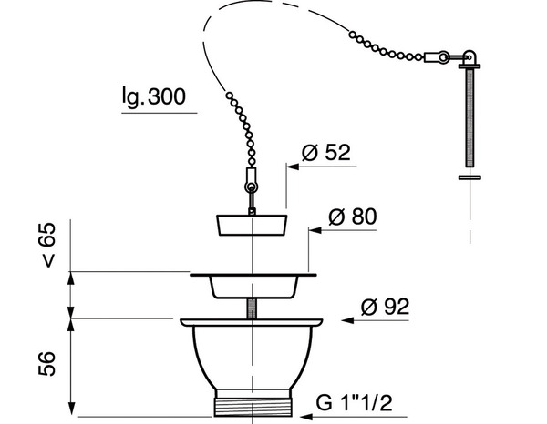 Bonde à bouchon pour évier grès ou synthèse 1 bac - Ø 60 mm - Wirquin - Brico Dépôt