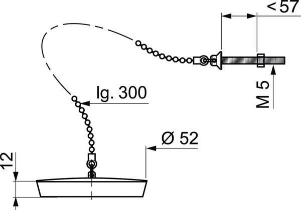 Bouchon pour évier grès Ø 57 mm enjoliveur inox chainette 300 mm  - Wirquin - Brico Dépôt