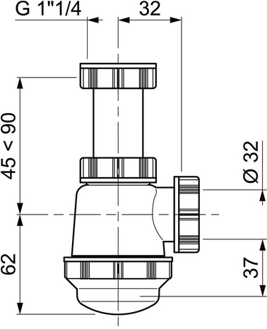 Siphon de lavabo ou bidet à culot court hauteur réglable de 45 à 90 mm Ø sortie 32 mm - Wirquin - Brico Dépôt